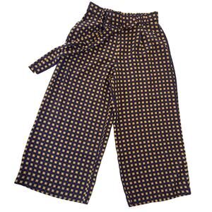 Zara Trafaluc Wide Leg Cropped Pants Elastic Waist Geometric Size Women's Small